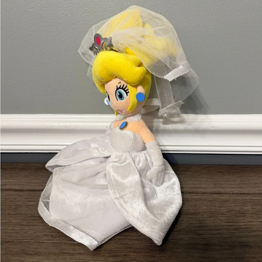 Nintendo Super Mario Odyssey Wedding Princess Peach  Plush‎ White Dress Veil